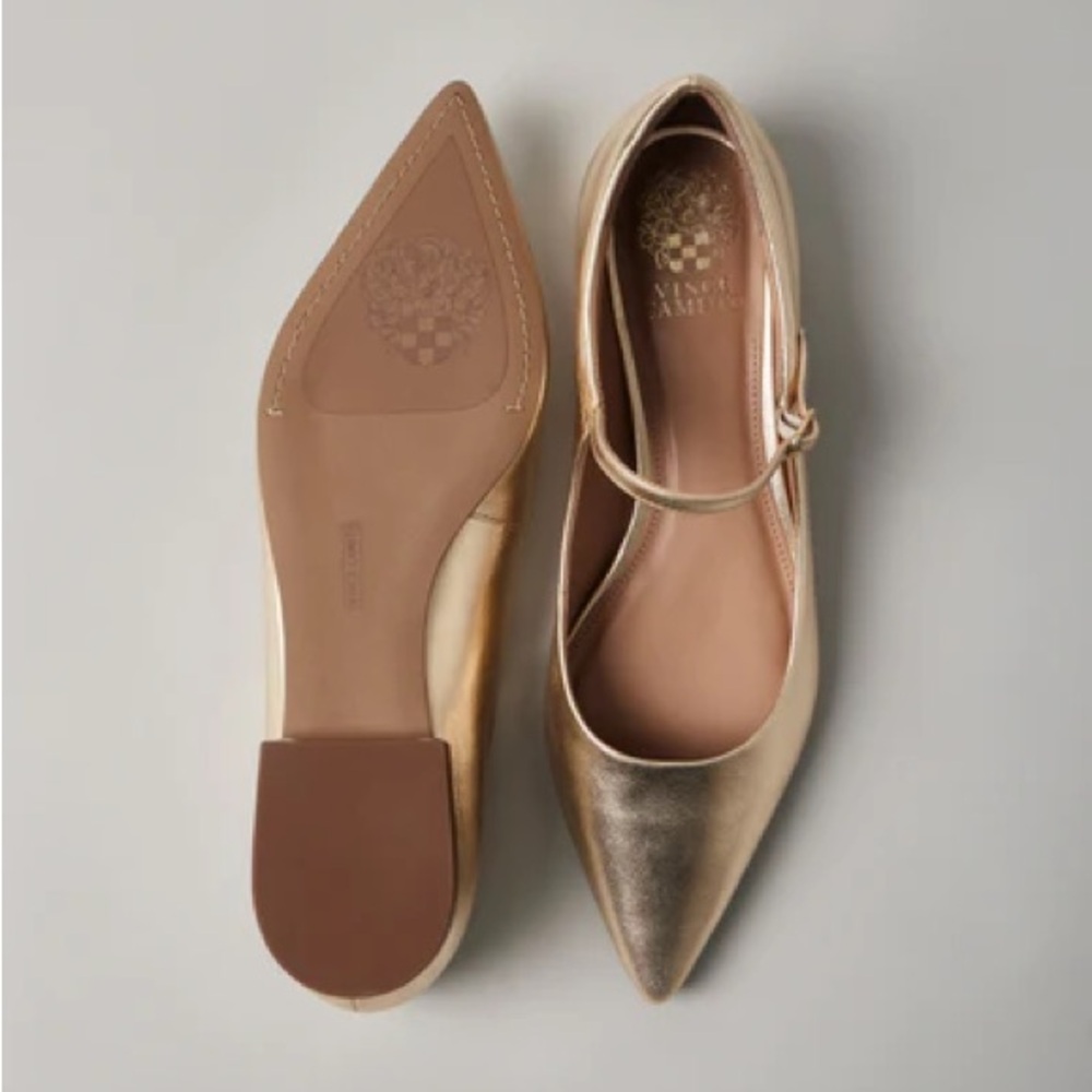 Gold Pointed Toe Flats